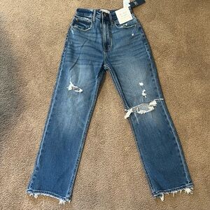 Abercrombie’s & Fitch Curve Love Petite Ankle Straight Ultra High Rise Jean